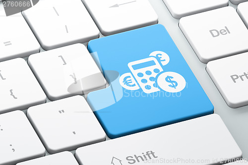 Image of News concept: Calculator on computer keyboard background