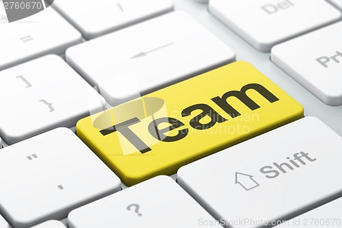 Image of Business concept: Team on computer keyboard background
