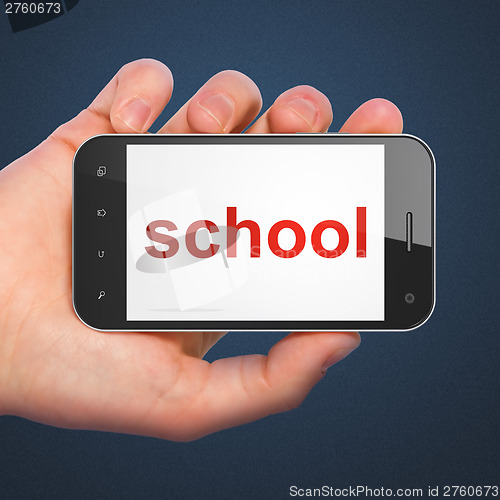 Image of Education concept: School on smartphone