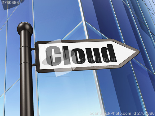 Image of Cloud technology concept: Cloud on Building background