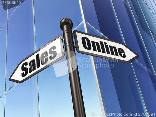 Image of Marketing concept: Online Sales on Business Building background