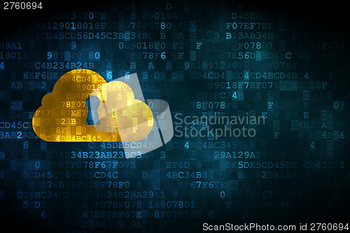 Image of Cloud technology concept: Cloud Whis Keyhole on digital backgrou