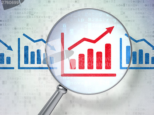 Image of Business concept: Graph with optical glass