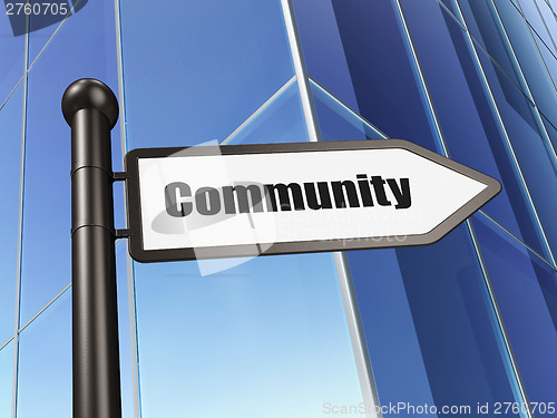 Image of Social media concept: Community on Building background
