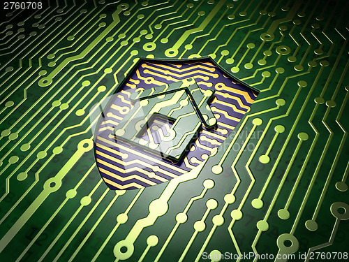 Image of Safety concept: Shield on circuit board background