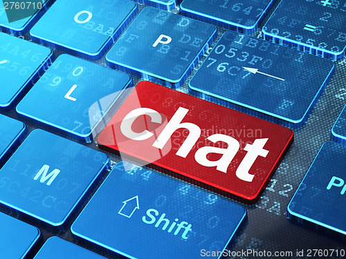 Image of Web design concept: Chat on computer keyboard background