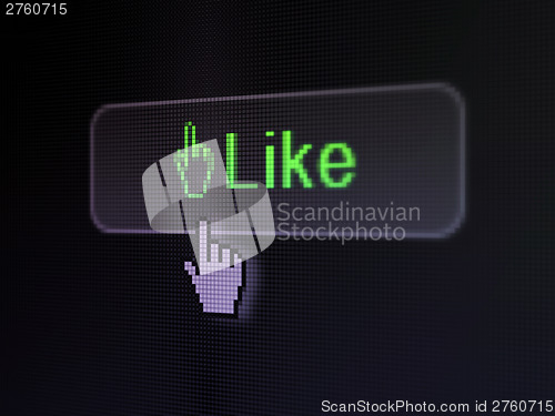 Image of Social network concept: Like and Mouse Cursor on digital button