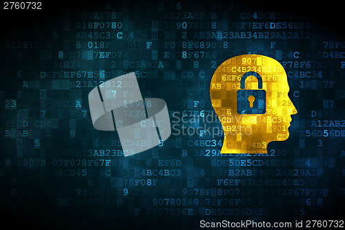 Image of Business concept: Head Whis Padlock on digital background