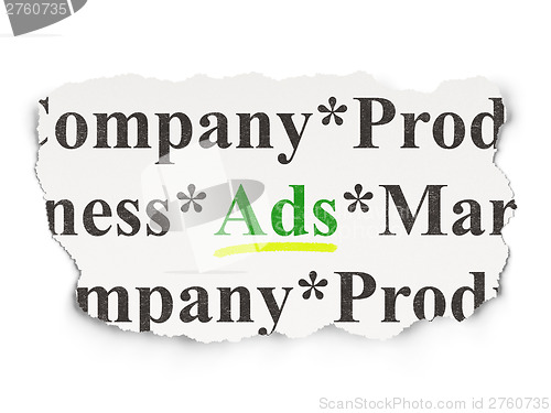 Image of Advertising concept: Ads on Paper background