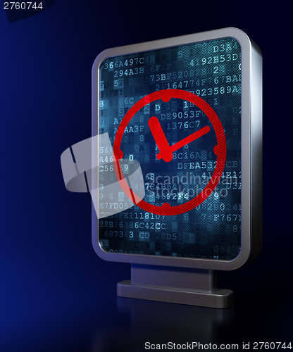 Image of Time concept: Clock on billboard background