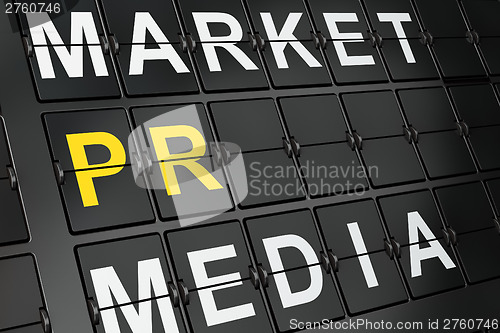 Image of Marketing concept: PR on airport board background