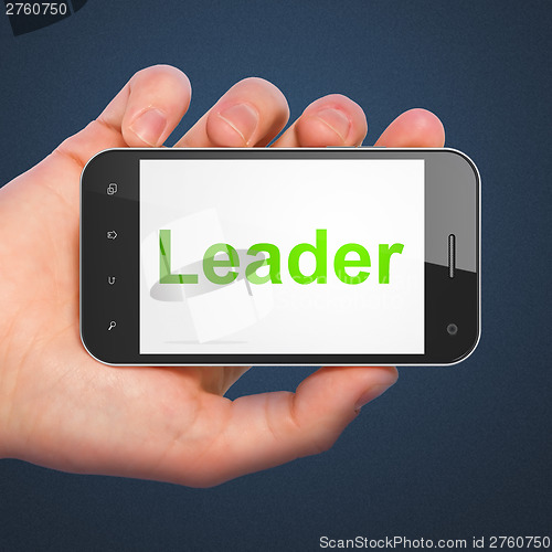 Image of Business concept: Leader on smartphone
