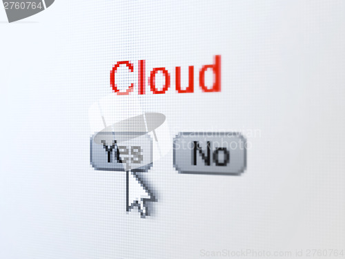 Image of Cloud computing concept: Cloud on digital computer screen