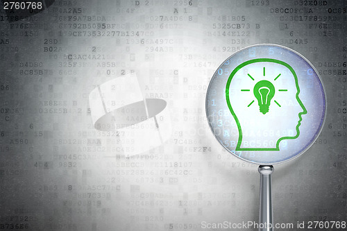 Image of Information concept:  Head Whis Lightbulb with optical glass on