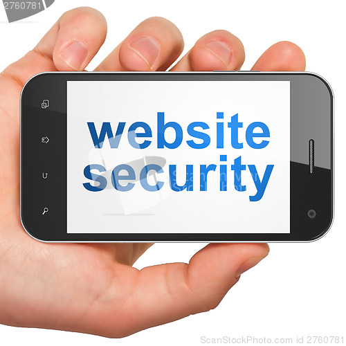 Image of SEO web development concept: Website Security on smartphone