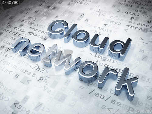 Image of Networking concept: Silver Cloud Network on digital background