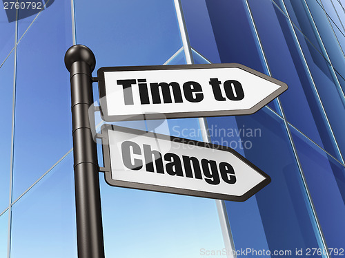 Image of Timeline concept: Time to Change on Building background