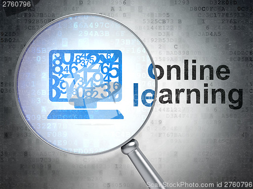 Image of Education concept: Computer Pc and Online Learning with optical