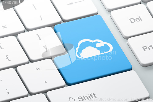 Image of computing concept: Cloud on computer keyboard background