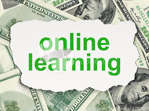 Image of Education concept: Online Learning on Money background