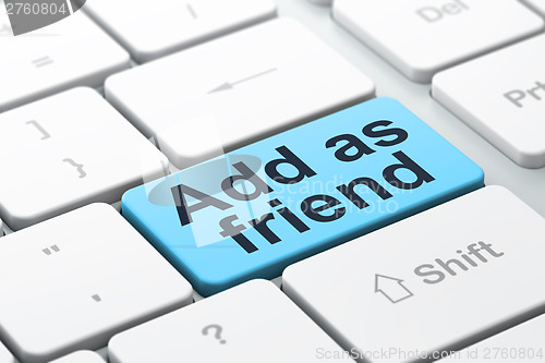 Image of Social media concept: Add as Friend on computer keyboard backgro
