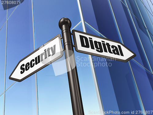 Image of Protection concept: Digital Security on Building background