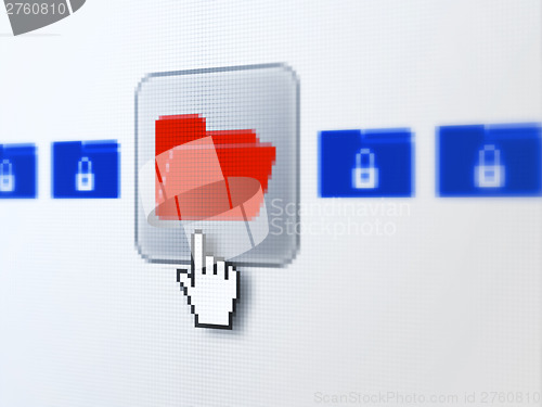Image of Security concept: Folder Whis Padlock on digital computer screen