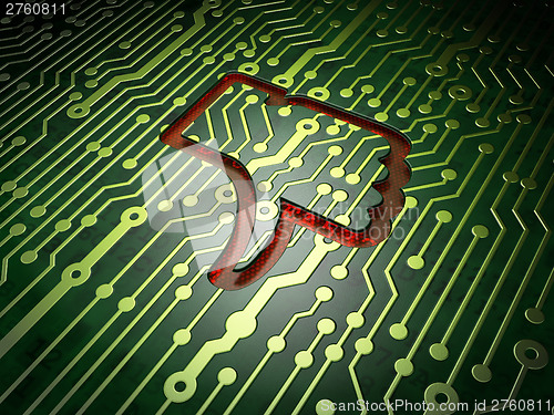 Image of Social media concept: Unlike on circuit board background