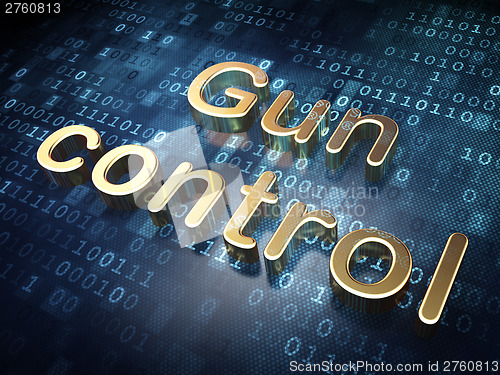 Image of Protection concept: Golden Gun Control on digital background