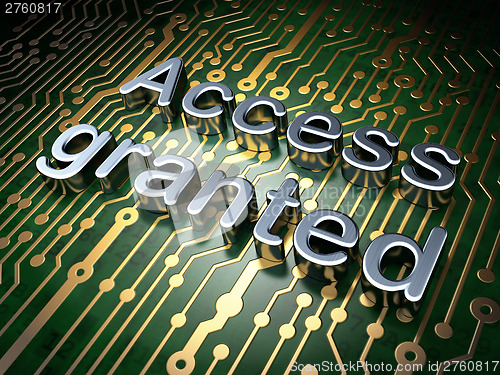 Image of Security concept: Access Granted on circuit board background