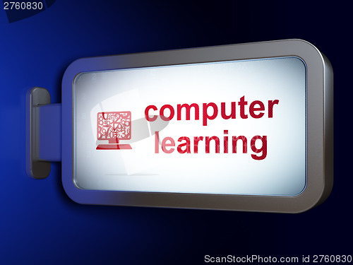 Image of Education concept: Computer Learning and Computer Pc on billboar