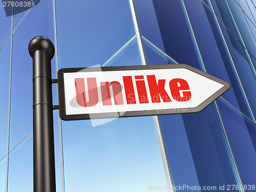 Image of Social media concept: Unlike on Building background