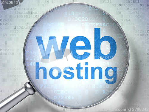 Image of SEO web design concept: Web Hosting with optical glass