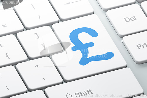 Image of Currency concept: Pound on computer keyboard background