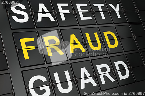 Image of Safety concept: Fraud on airport board background