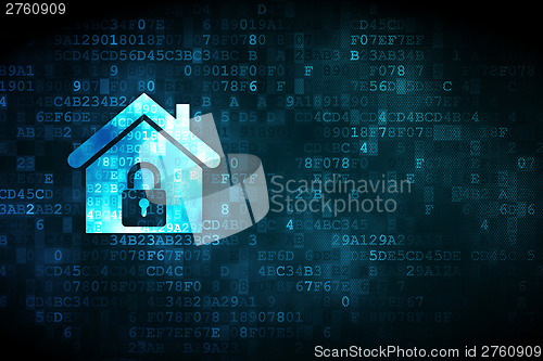 Image of Safety concept: Home on digital background