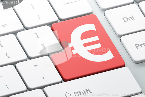 Image of Currency concept: Euro on computer keyboard background