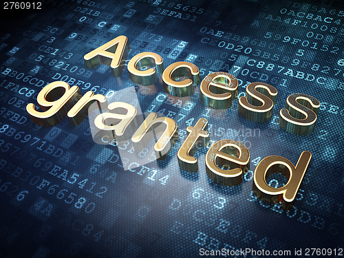 Image of Security concept: Golden Access Granted on digital background