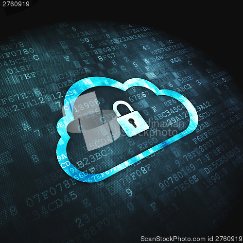 Image of Networking concept: Cloud Whis Padlock on digital background