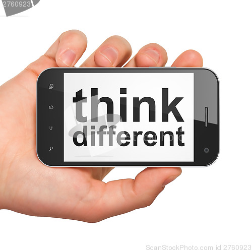 Image of Education concept: Think Different on smartphone