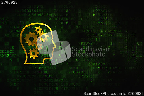 Image of Finance concept: Head With Gears on digital background