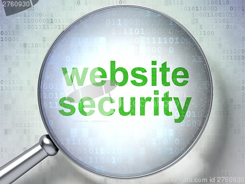 Image of SEO web development concept: Website Security with optical glass
