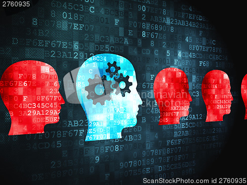 Image of Education concept: Head Whis Gears on digital background