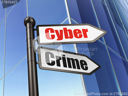 Image of Privacy concept: Cyber Crime on Business Building background