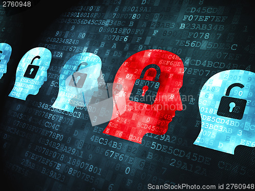 Image of Safety concept: Head Whis Padlock on digital background