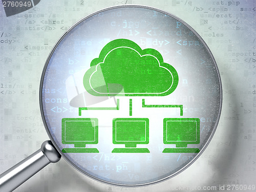 Image of Cloud computing concept:  Cloud Network with optical glass on di