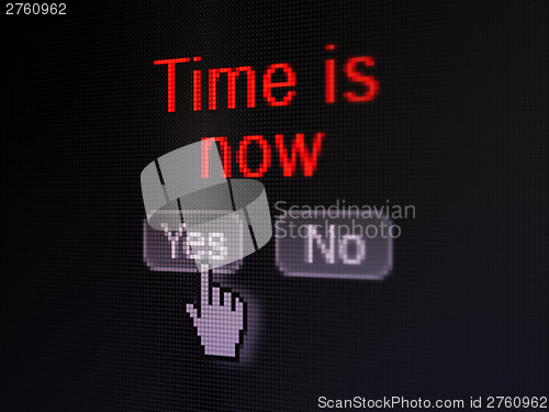 Image of Timeline concept: Time is Now on digital computer screen
