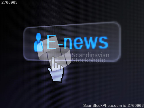 Image of News concept: E-news and Business Man on digital button backgrou