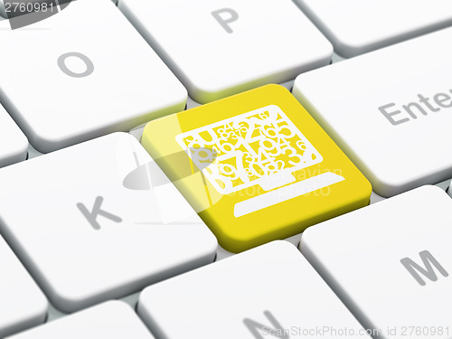 Image of Education concept: Computer Pc on computer keyboard background
