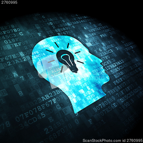 Image of Data concept: Head Whis Light Bulb on digital background